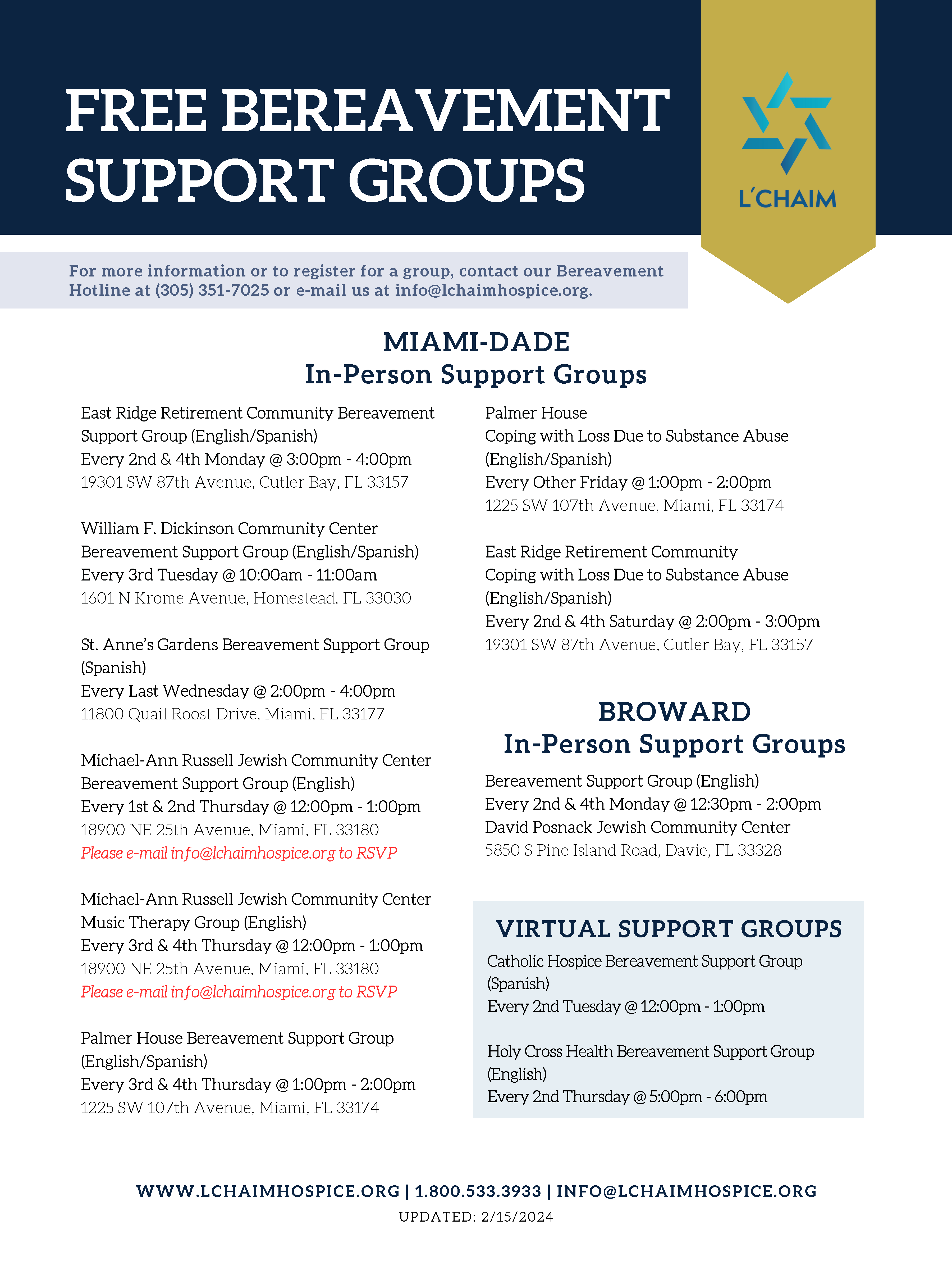 FREE BEREAVEMENT SUPPORT GROUPS